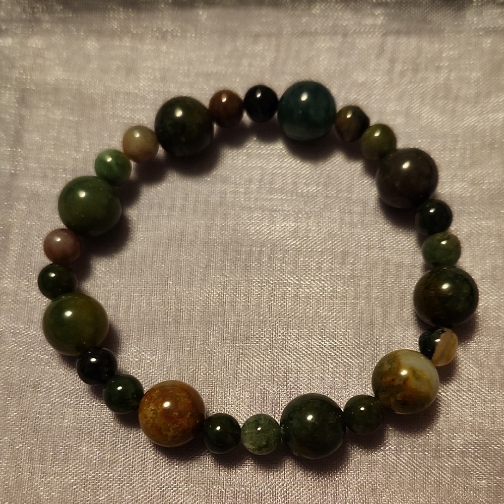 Handmade Natural Indian Agate Beaded Bracelet